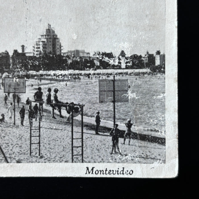 Vintage Postcard 1947 Paris South America Montevideo Uruguay Playa Pocitos Beach