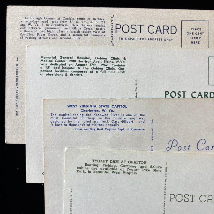 Vintage Postcard Lot West Virginia Charleston Elkins Capitol Dam Boys Hospital
