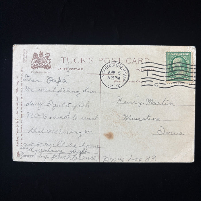 Antique Postcard 1909 Fishing Kids Washington DC White House Edwardian Iowa WA