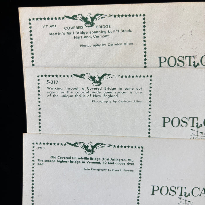 Vintage Postcard Lot Covered Bridges Vermont Americana Chiselville Martins Mill