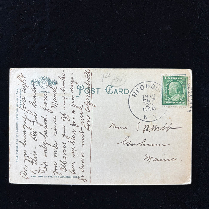 Antique Postcard 1910 Ghosting Msg Broadway Post Office NYC Trolley Street Life