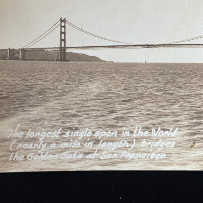 Vintage Postcard RPPC Longest Span Golden Gate Bridge San Francisco California