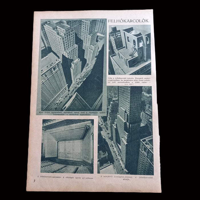 Vintage Ephemera 1930 Flapper Girl Portrait László Áldor & American Skyscrapers Page