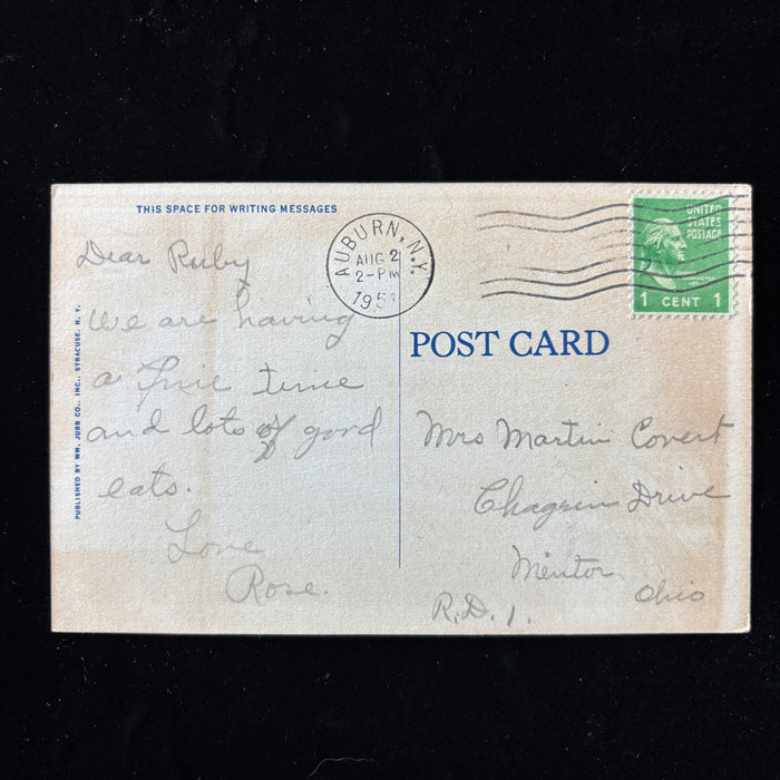 Vintage Postcard 1951 Auburn High School New York Auburn NY Mentor OH Good Eats