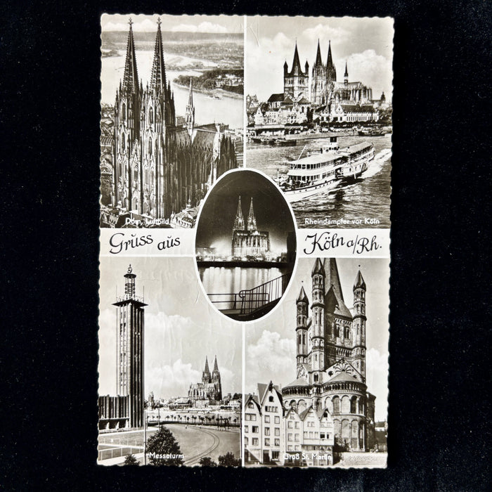 Vintage Postcard 1950s Gruss Aus Cologne Germany WWII Notes