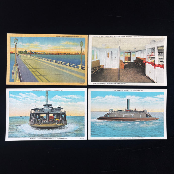 Vintage Postcard Lot Maritime Hot Dogs Norfolk Newport News Ferry Hampton VA