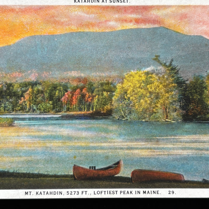 Vintage Postcard Lot Discover Maine Lynchville Sign Golf Deer Mt Katahdin Sunset