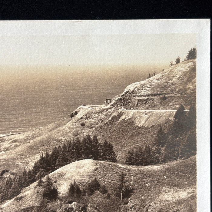 Vintage Postcard 1940s RPPC Classic Car Scenic Ocean View Oregon Coast Highway