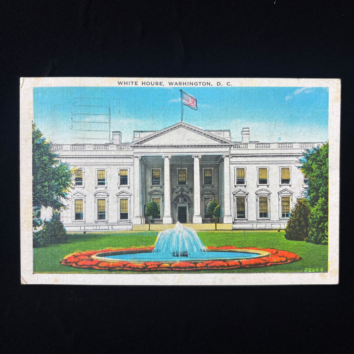 Vintage Postcard 1937 Air Mail Saves Time Slogan White House Washington DC