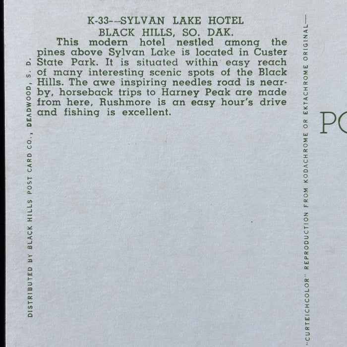 Vintage Postcard South Dakota Sylvan Lake Hotel Black Hills Road Trip Americana