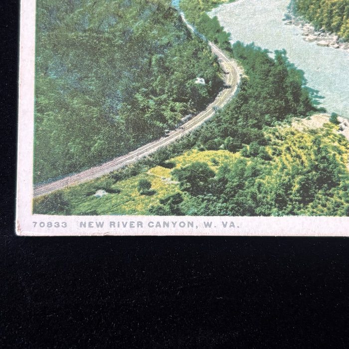 Antique Postcard 1922 New River Canyon West Virginia Railroad View Phostint