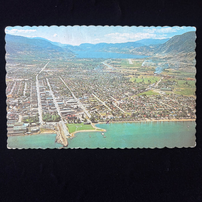 Vintage Postcard Aerial View Penticton British Columbia Okanagan Lake Airport