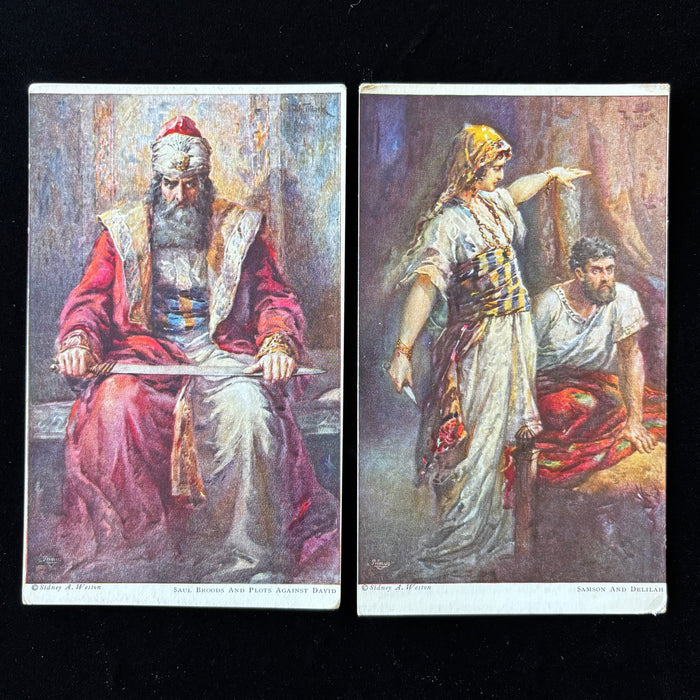 Antique Postcards 1910s Sidney A Weston Biblical Saul Plots David Samson Delilah