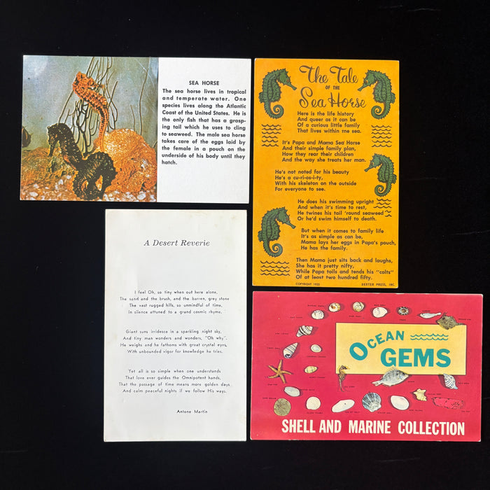 Vintage Postcard Lot Sea Horse Tale Ocean Gems Desert Reverie Antone Martin Poem