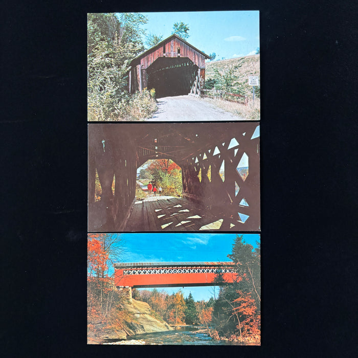 Vintage Postcard Lot Covered Bridges Vermont Americana Chiselville Martins Mill