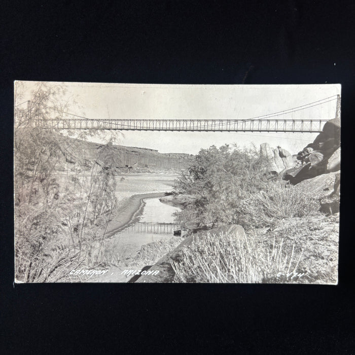 Vintage Postcard RPPC Suspension Bridge Western Desert Cameron Arizona River