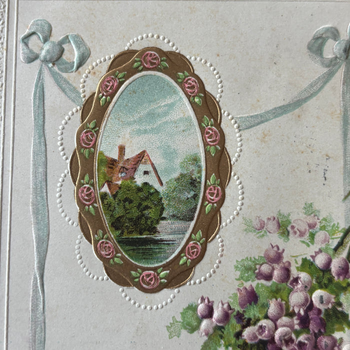 Antique Postcard 1914 Happy New Year Embossed Flowers Richmond Ballsville Va