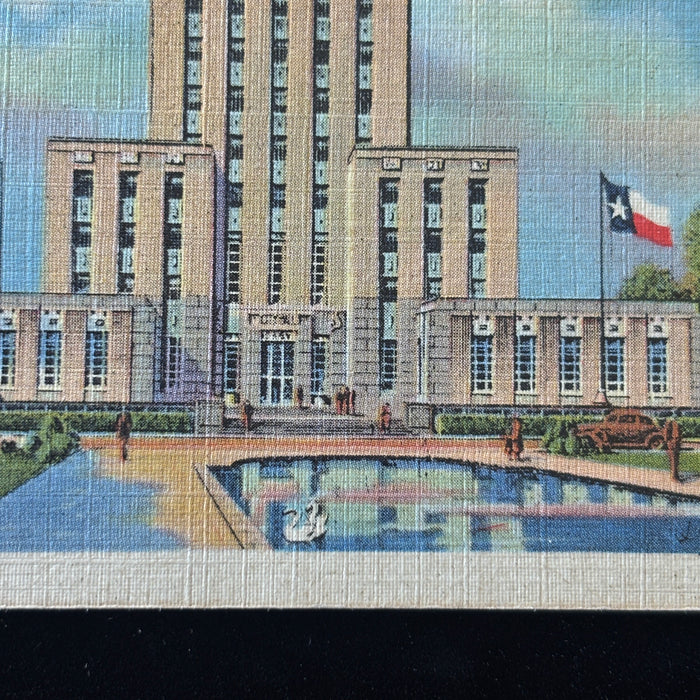 Vintage Postcard 1946 Nice Nurse Swan Car Houston City Hall Texas Lone Star Flag