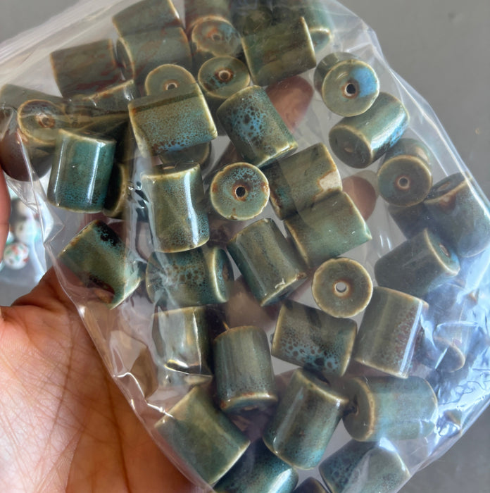 Ceramic Bead Bundle: Butterfly Blue Raku Jewelry Making