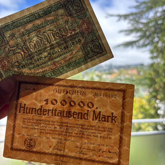 Antique Banknote Lot 1920s Germany Weimar Hyperinflation Bonn Notgeld Old Europe