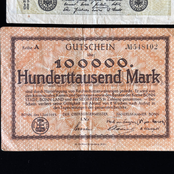 Antique Banknote Lot 1920s Germany Weimar Hyperinflation Bonn Notgeld Old Europe