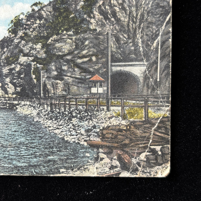 Antique Postcard 1916 Breakneck Mountain Tunnel Hudson River Railroad Newburgh NY