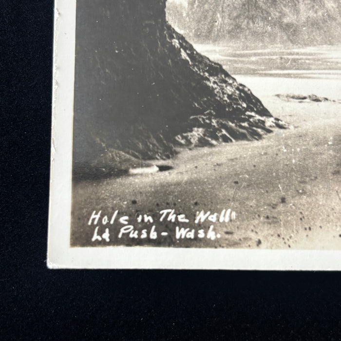 Vintage Postcard RPPC La Push Washington Hole In The Wall Rialto Beach Sea Cave