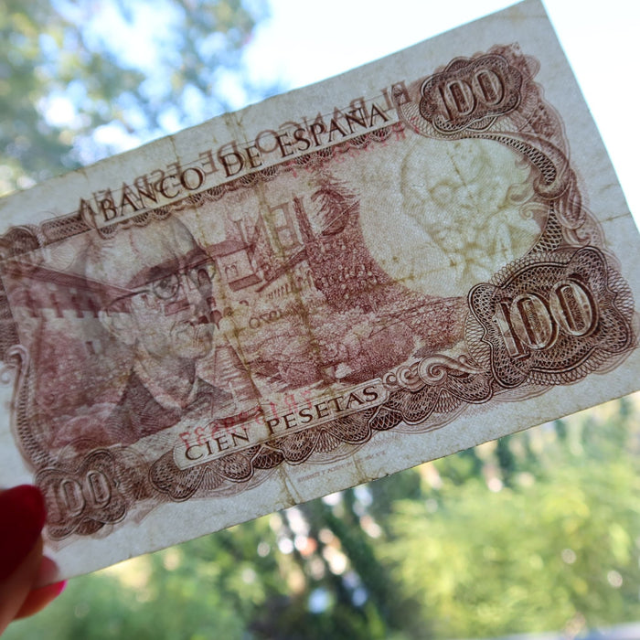 Vintage Banknote 1970 Spain 100 Pesetas Palace Composer Pre-Euro Money Watermark
