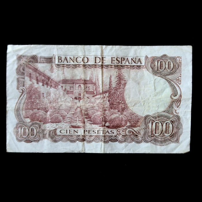 Vintage Banknote 1970 Spain 100 Pesetas Palace Composer Pre-Euro Money Watermark