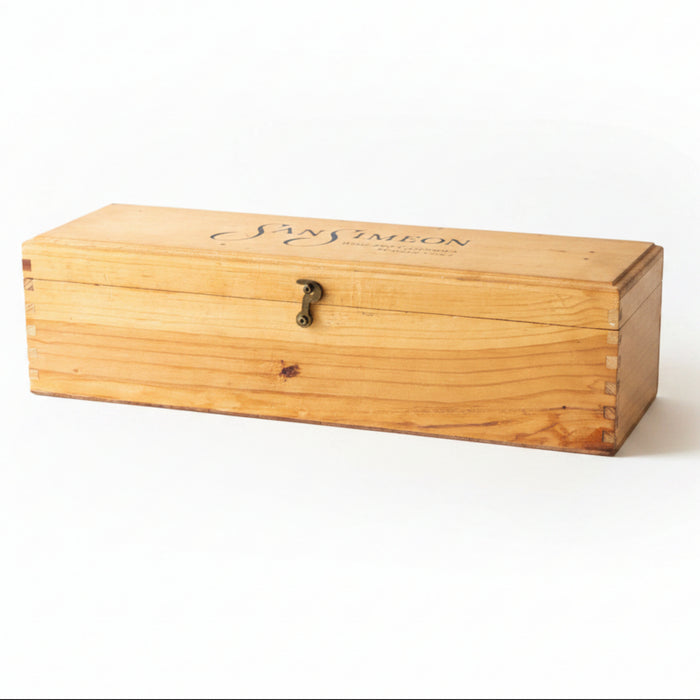 Vintage Wine Box Crystal Storage Latched Wood Crate