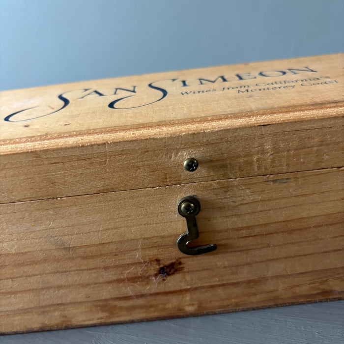 Vintage Wine Box Crystal Storage Latched Wood Crate