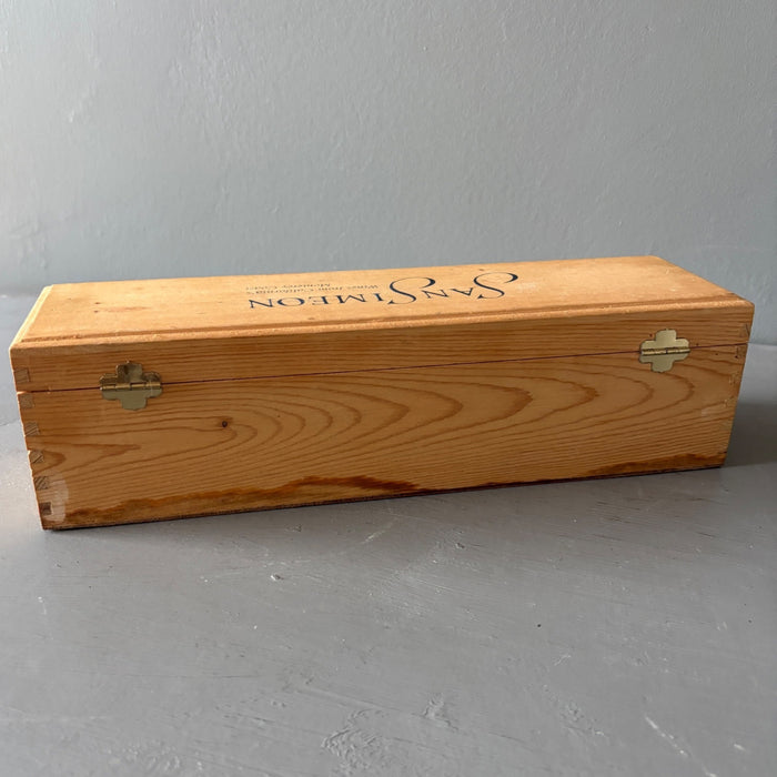 Vintage Wine Box Crystal Storage Latched Wood Crate