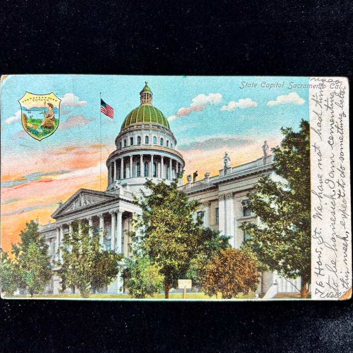 Antique Postcard 1906 Sacramento CA Earthquake Cementing State Capitol
