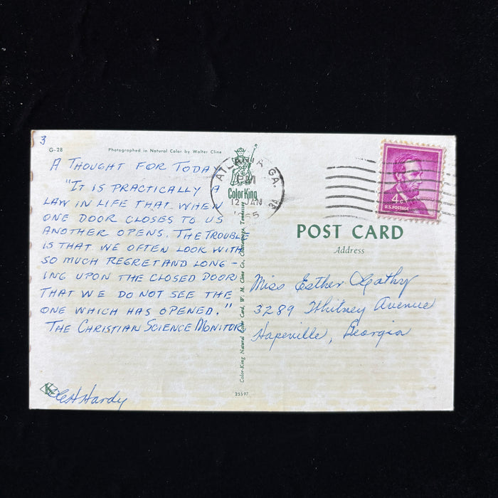 Vintage Postcard 1965 Legend Of The Dogwood Atlanta GA Christian Inspirational