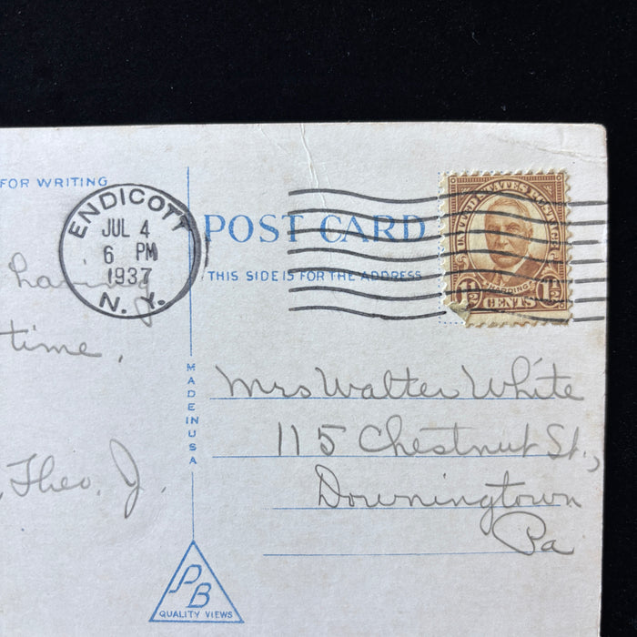 Vintage Postcard 1937 Binghamton Club Ny Endicott Ny Postmark July 4 July Fourth