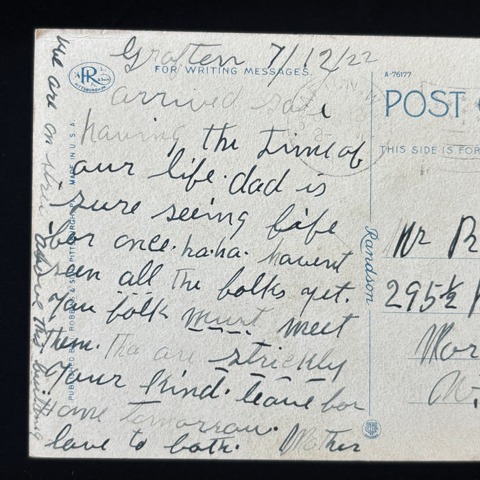 Antique Postcard 1922 Dad Seeing Life Touring Car Grafton Post Office WV Flag