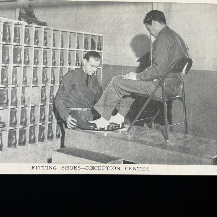 Vintage Postcard Lot WW2 Barrack Psych Test Shoe Fitting Army Camp Training Life