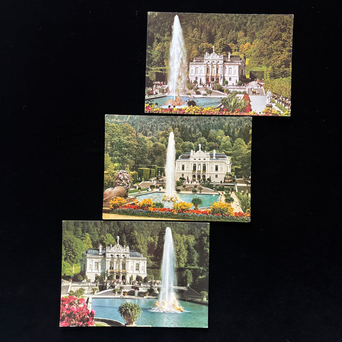 Vintage Postcard Lot Linderhof Palace Gold Fountain Bavaria Germany Retro Travel