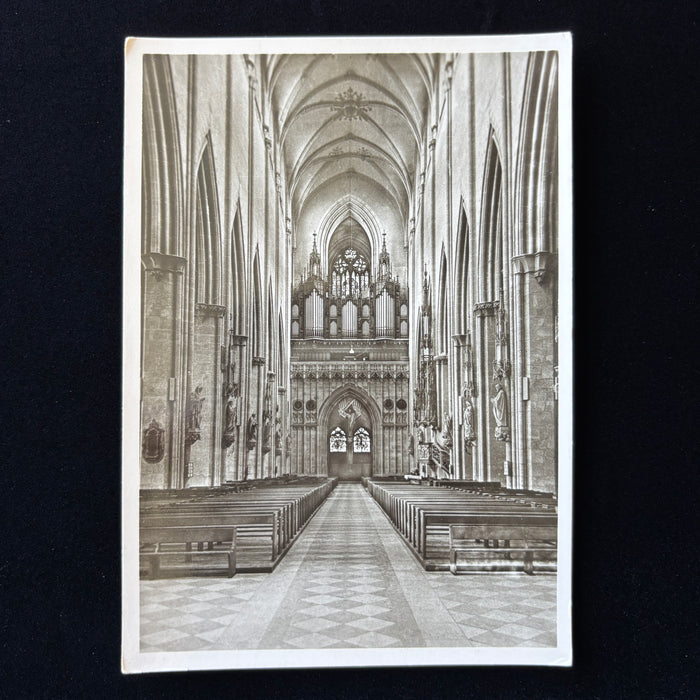 Vintage Postcard RPPC Ulm Cathedral Germany Pipe Organ Nave Gothic Interior