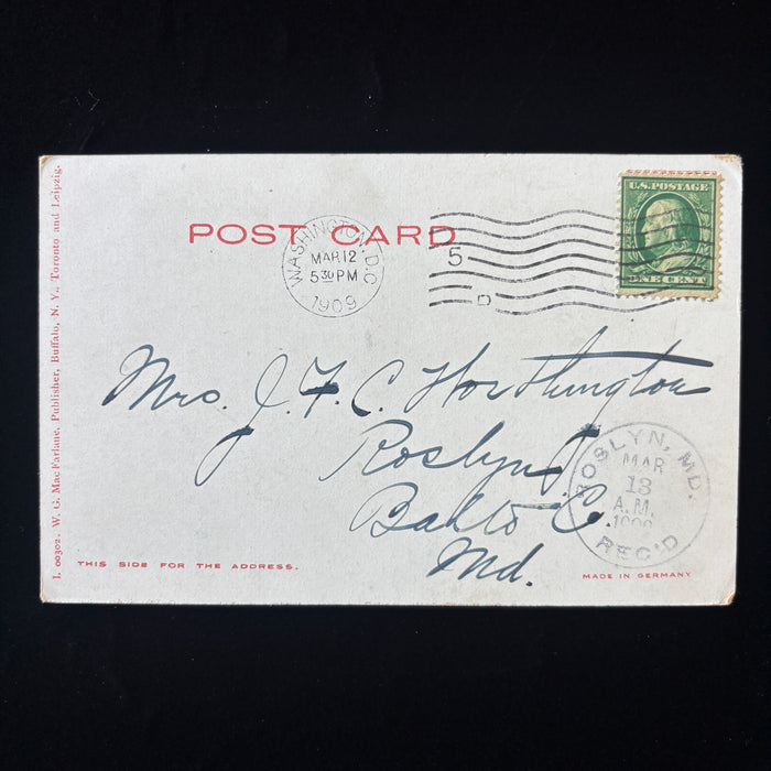 Antique Postcard 1909 Washington DC Congressional Library Roslyn MD Posted