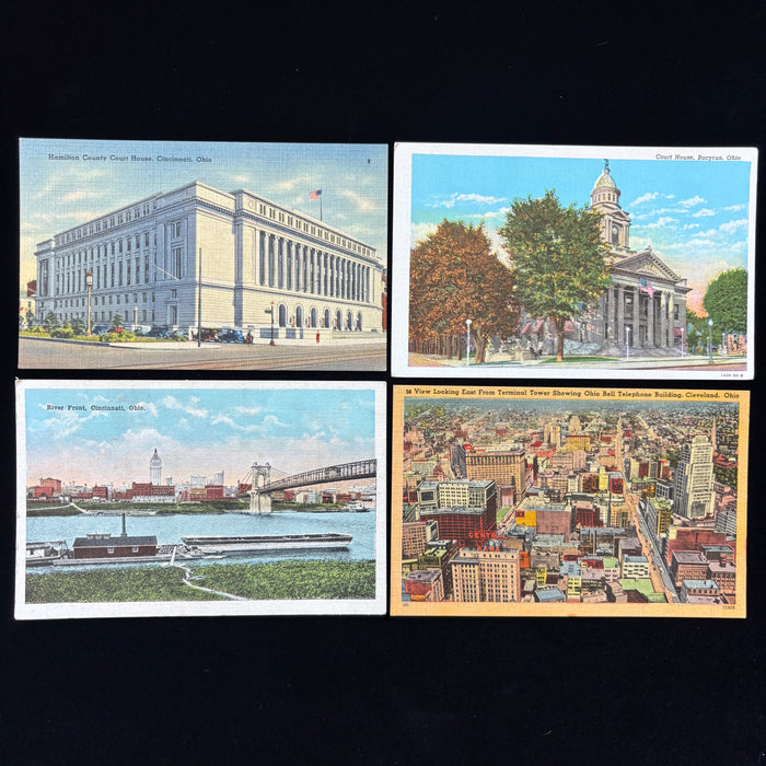 Vintage Postcard Lot Ohio Cincinnati Cleveland Court House Cars River Boats