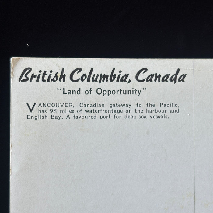 Vintage Postcard WW2 Passed Military Censorship Vancouver Canada Skyline Harbour
