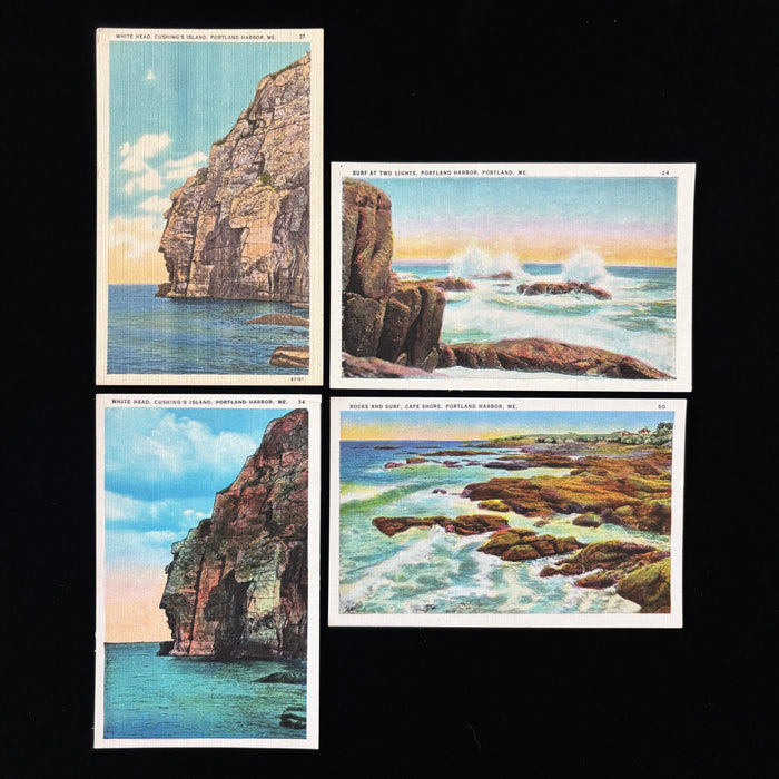 Vintage Postcard Lot Dramatic Coast Cliff Ocean Portland Maine Surf White Head