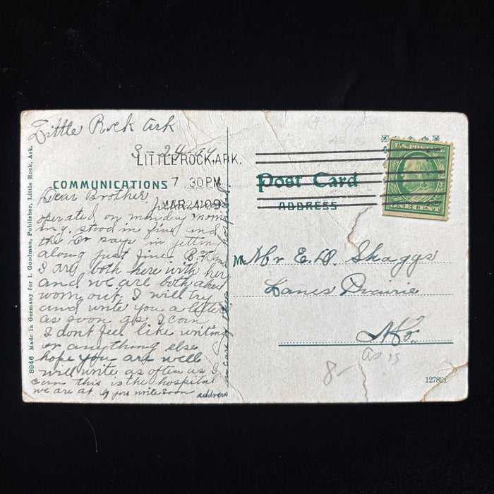 Antique Postcard 1909 Surgery Physician Hospital Little Rock AK Lanes Prairie MO
