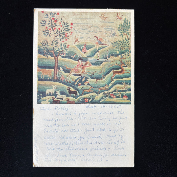 Vintage Postcard 1965 The Met Animal Needlework Art Grand Central Poodle Message