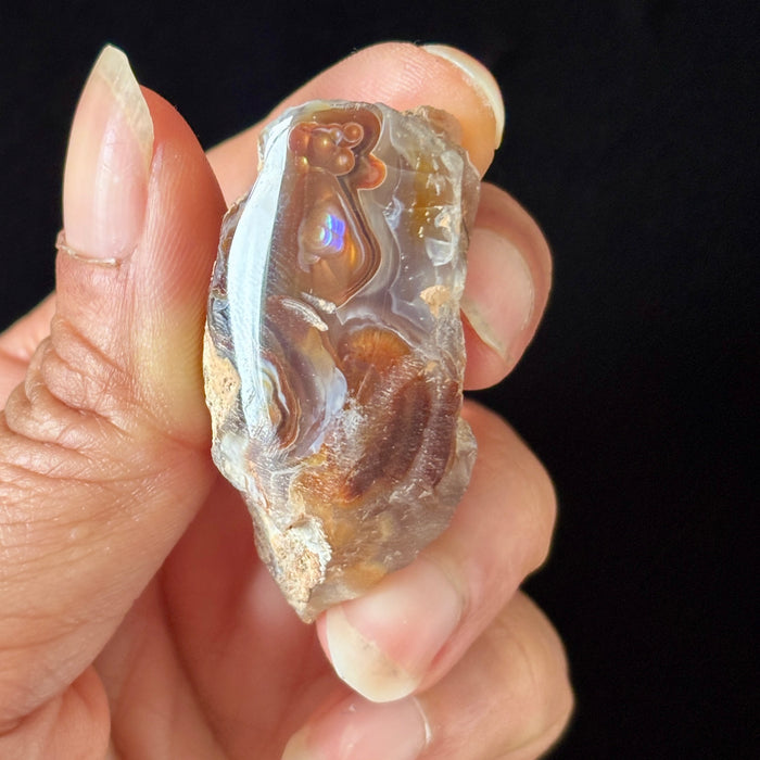 Fire Agate Raw Iridescent Chalcedony Rough Gemstone