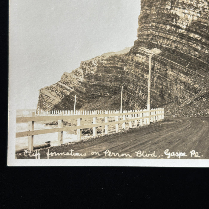Vintage Postcard 1930s RPPC Gaspe Canada Rugged Cliff Hwy Engineering Henderson