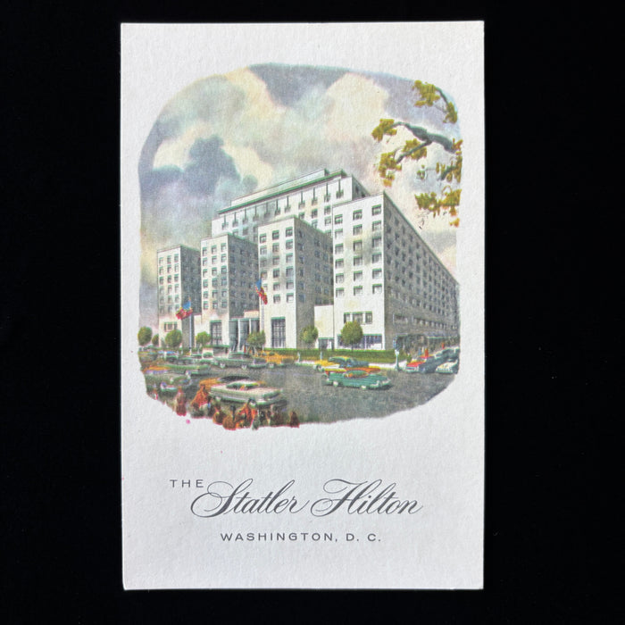 Vintage Postcard Statler Hilton Hotel Architecture Cars 1950s Washington DC