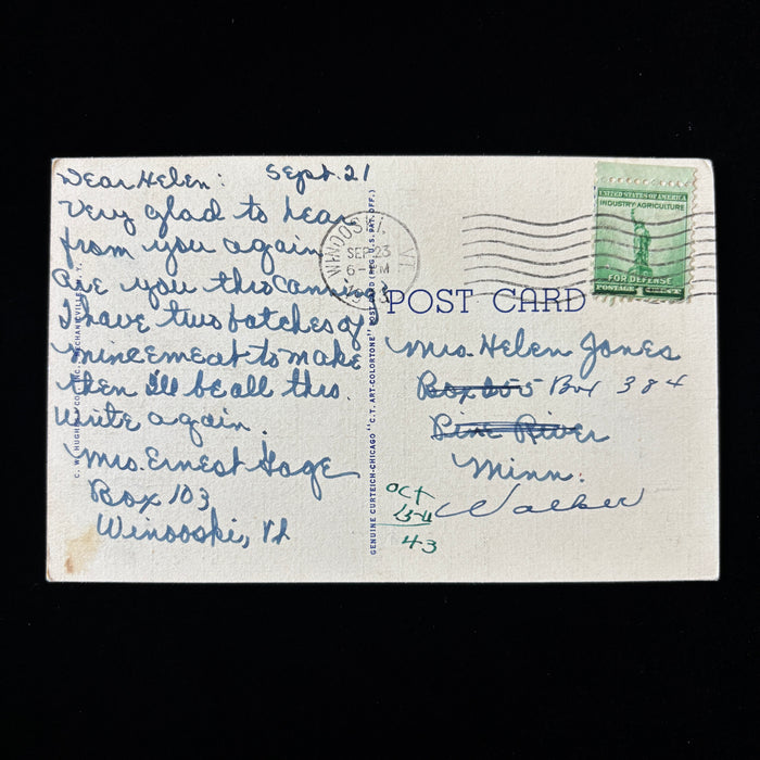 Vintage Postcard 1943 Mincemeat Canning St Marys Cathedral Burlington VT Posted