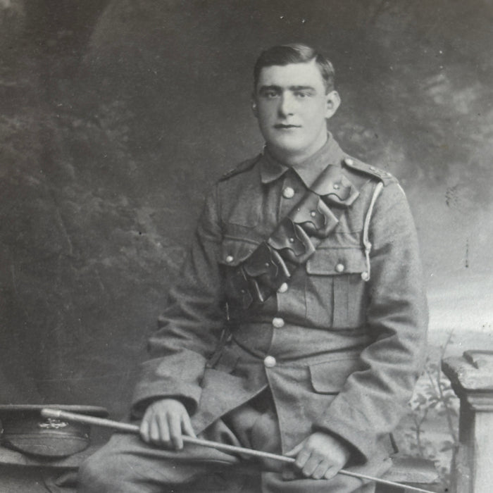 Antique Postcard WWI British Cavalry Soldier RPPC Bandolier Grimsby England